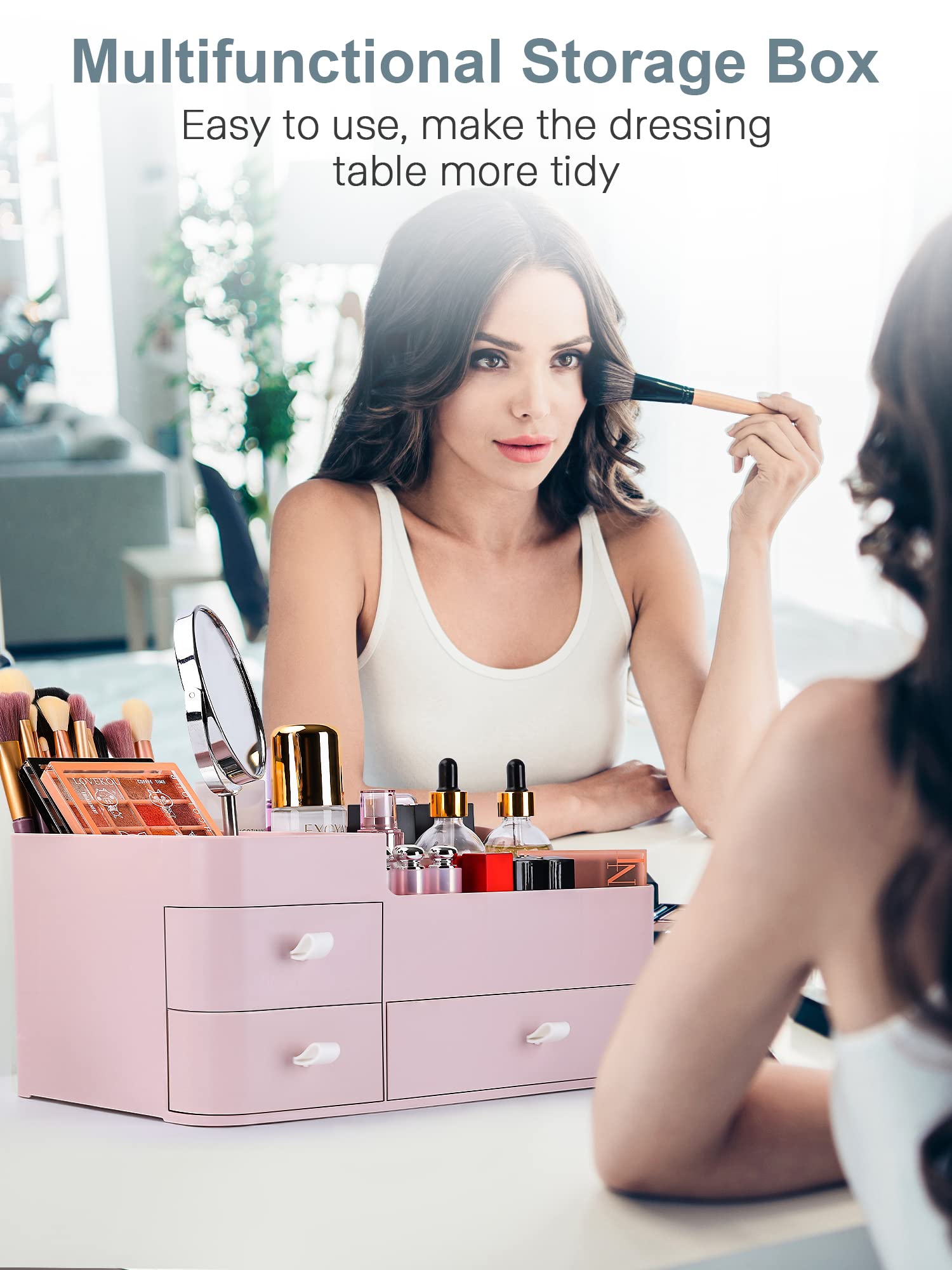 ONXE Organizador de maquillaje con diseño chic para decorar el tocador