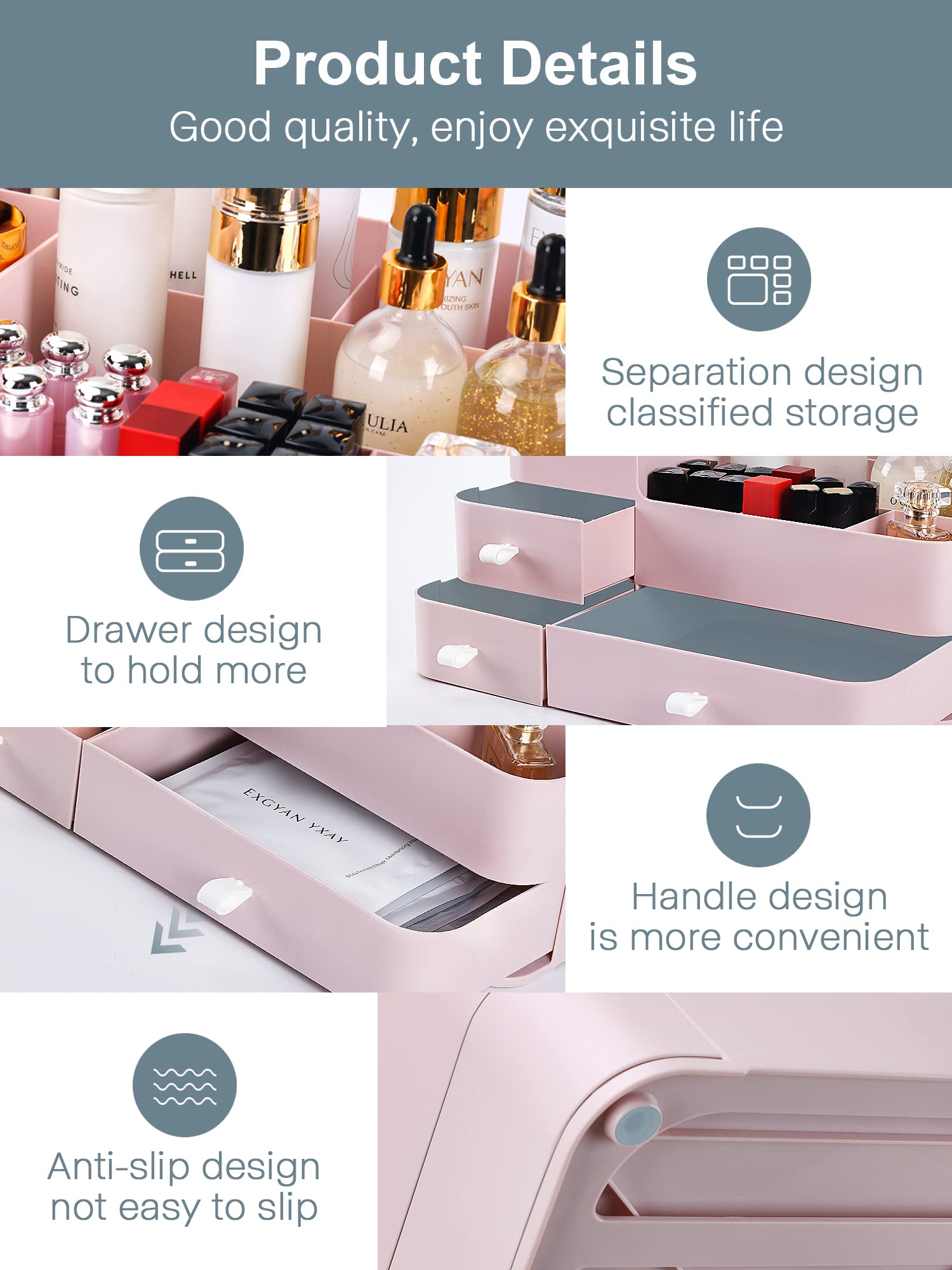ONXE Organizador de maquillaje en dormitorio para ordenar maquillaje y accesorios
