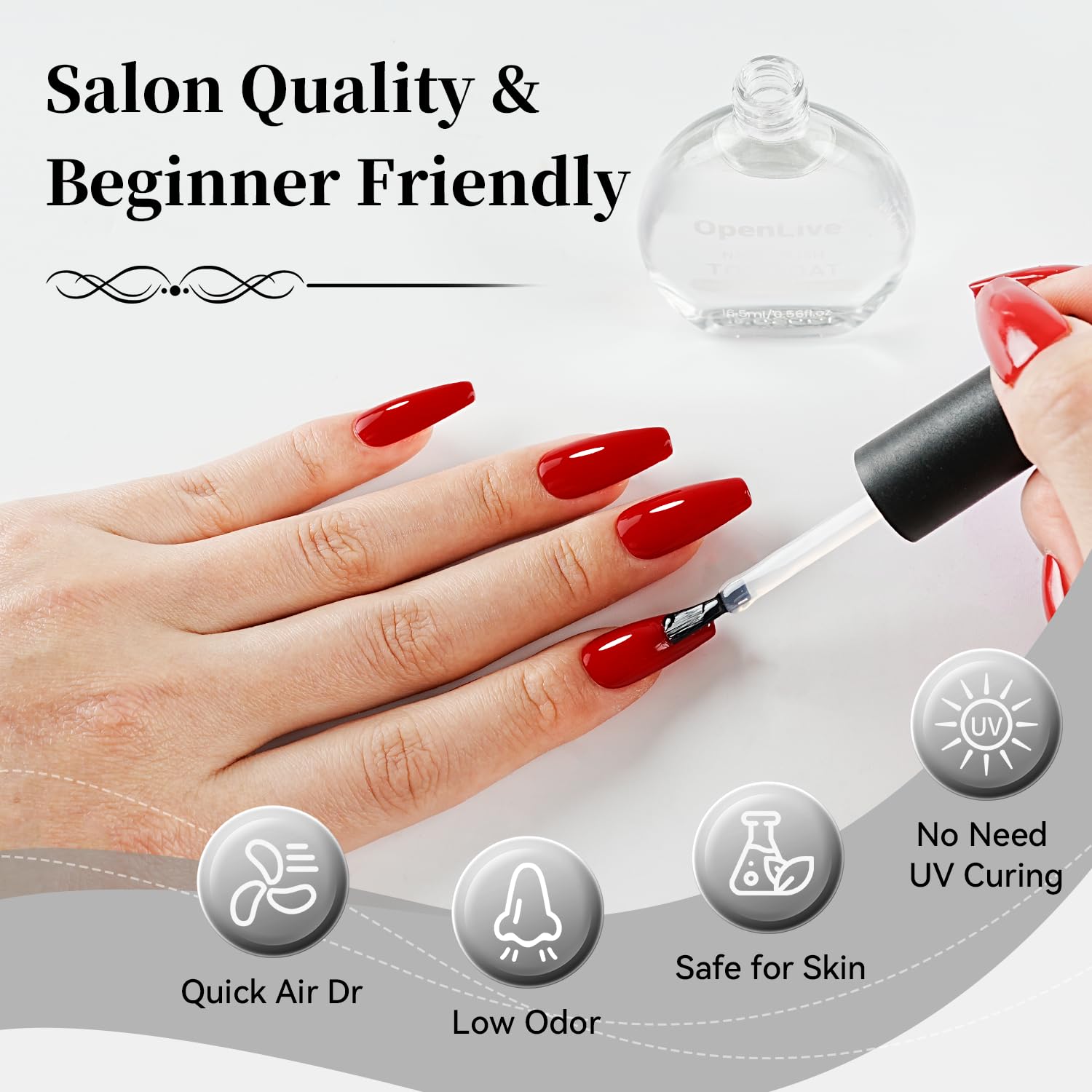 OpenLive compatible con varios esmaltes para crear diferentes looks.