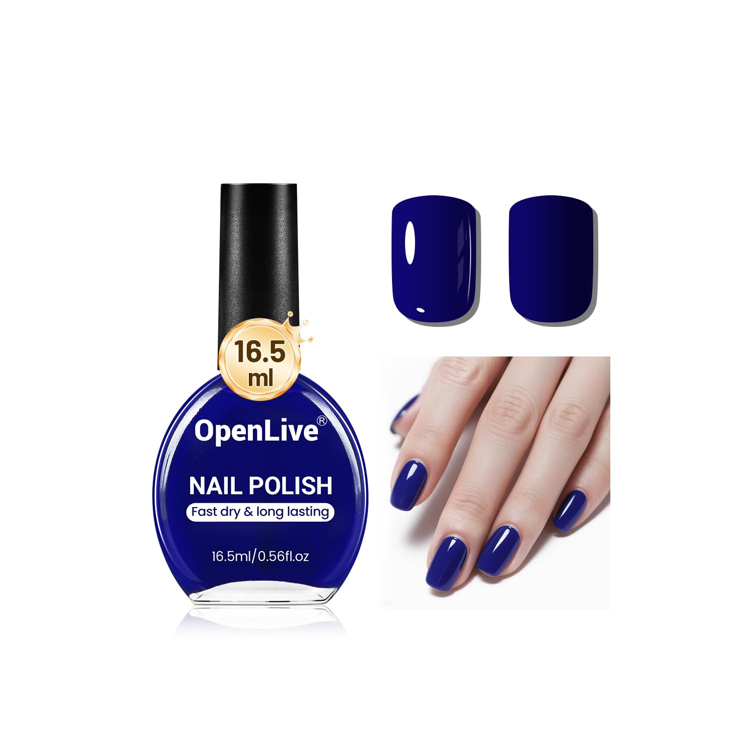 OpenLive Esmalte Azul Oscuro en botella de 16.5 ml para uso diario