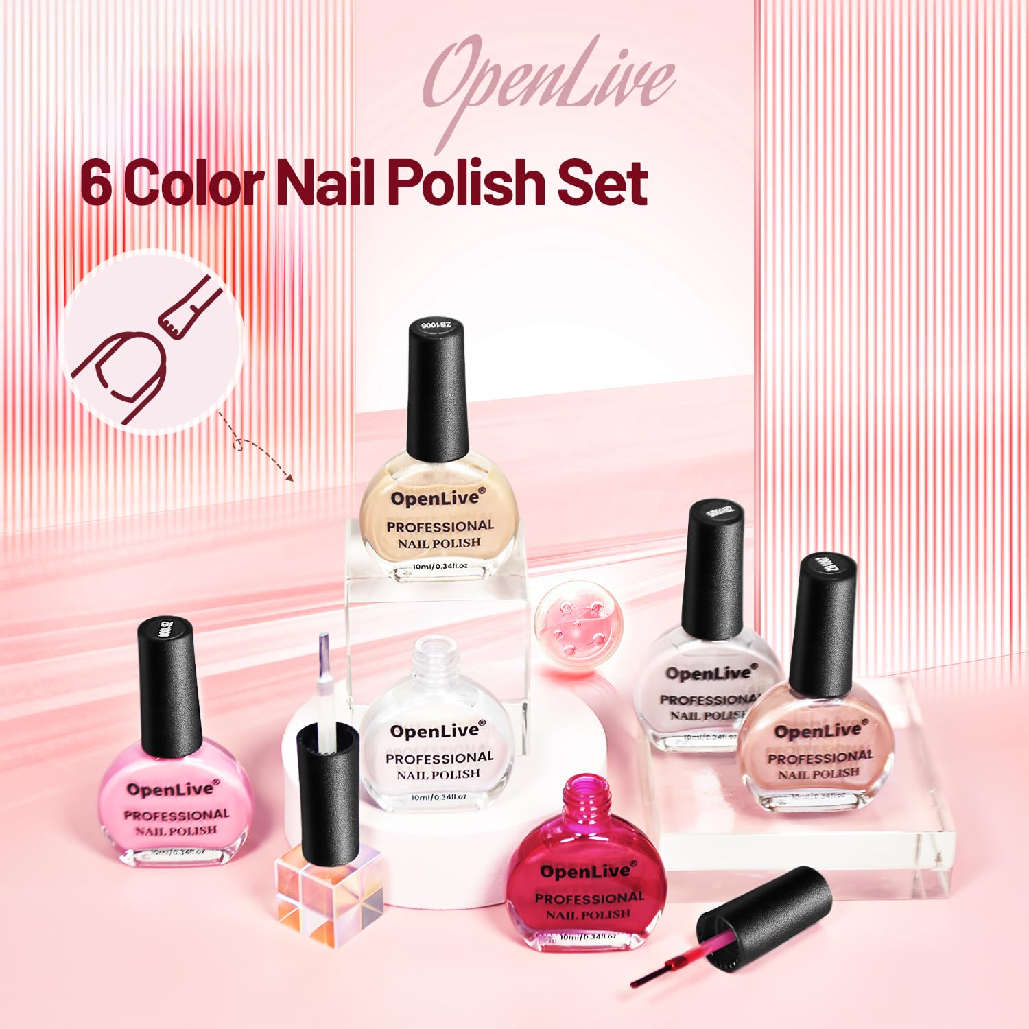 OpenLive esmalte glitter rojo: cobertura alta para un look vibrante.