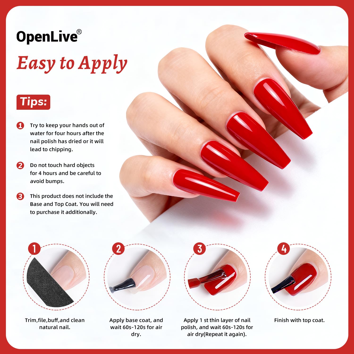 OpenLive esmalte rojo 18ml, envase con diseño moderno.