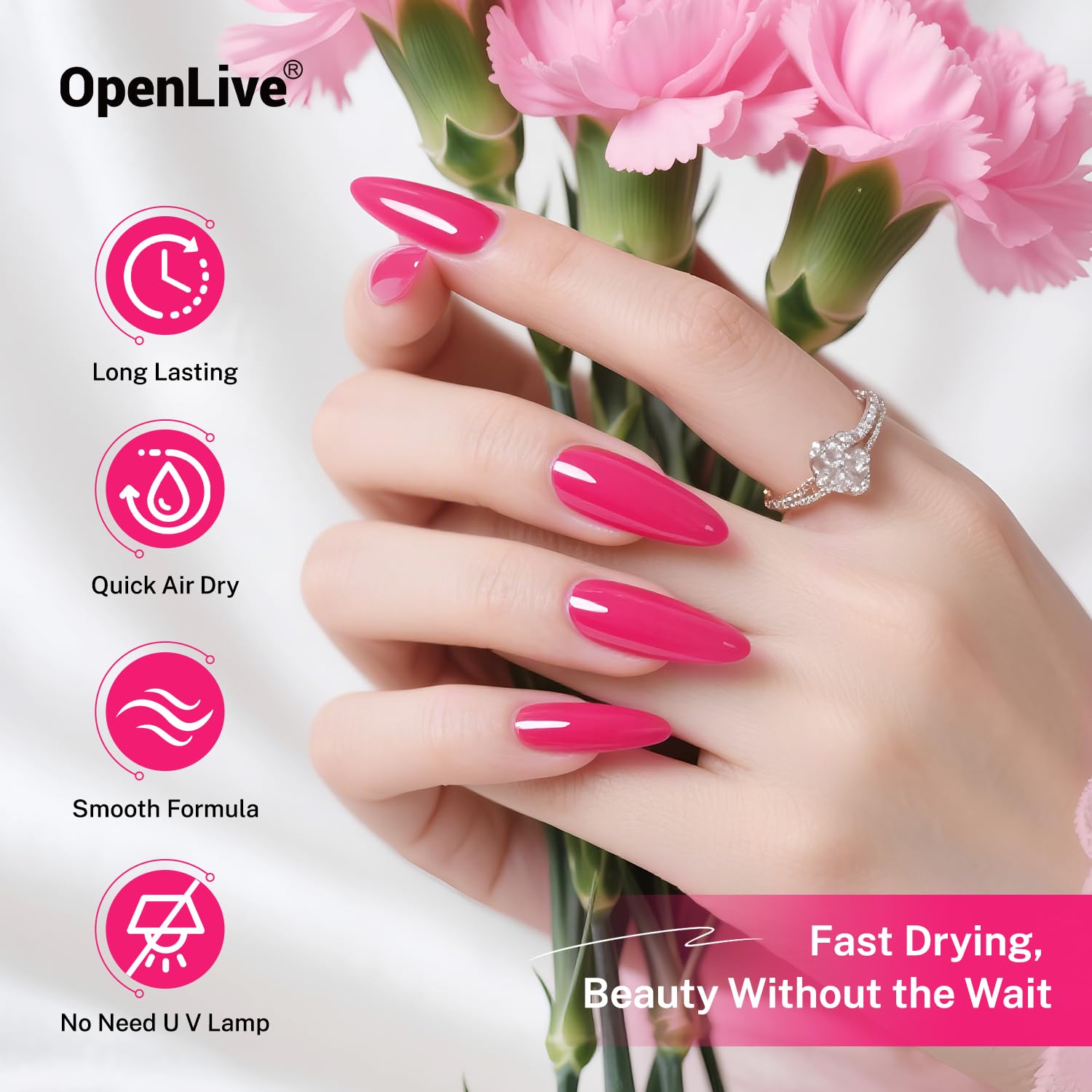 OpenLive esmalte rosa rosado para crear arte de uñas en casa