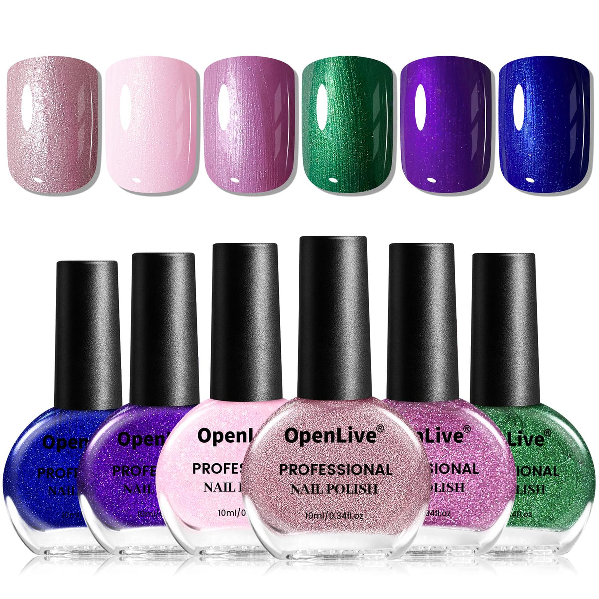 OpenLive esmalte verde oscuro con alta cobertura para uñas lisas.