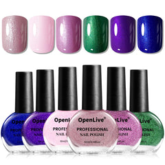 OpenLive esmalte verde oscuro con alta cobertura para uñas lisas.