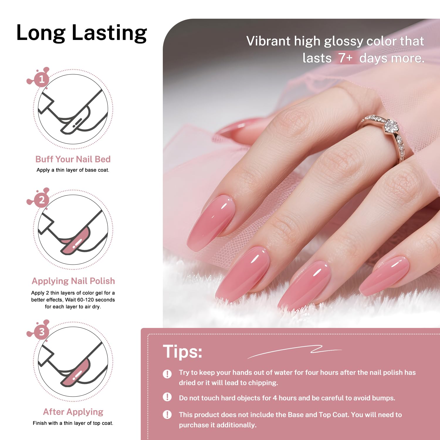 OpenLive Esmalte Uñas Dusty Rose color duradero para varios días.