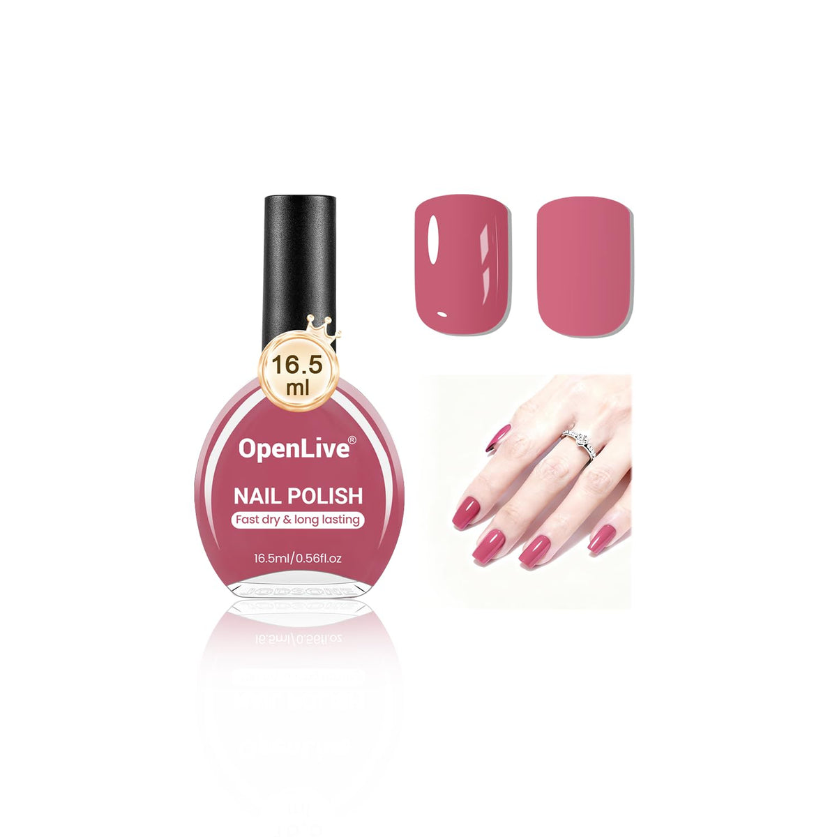 OpenLive Esmalte Rosa Oscuro en botella, color vivo para uso diario.