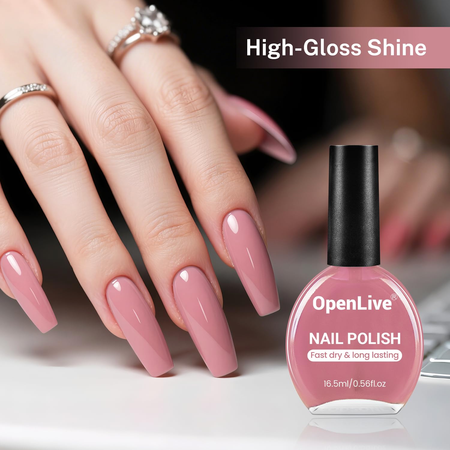 OpenLive Esmalte Uñas Dusty Rose secado rápido sin lámpara UV.