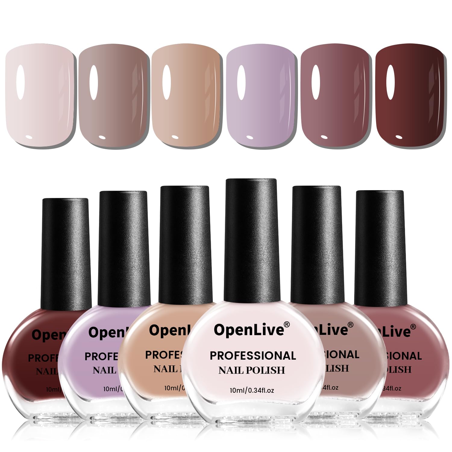 OpenLive set de esmaltes rosado neutro para uñas, seis colores para uso diario.