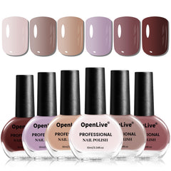 OpenLive set de esmaltes rosado neutro para uñas, seis colores para uso diario.