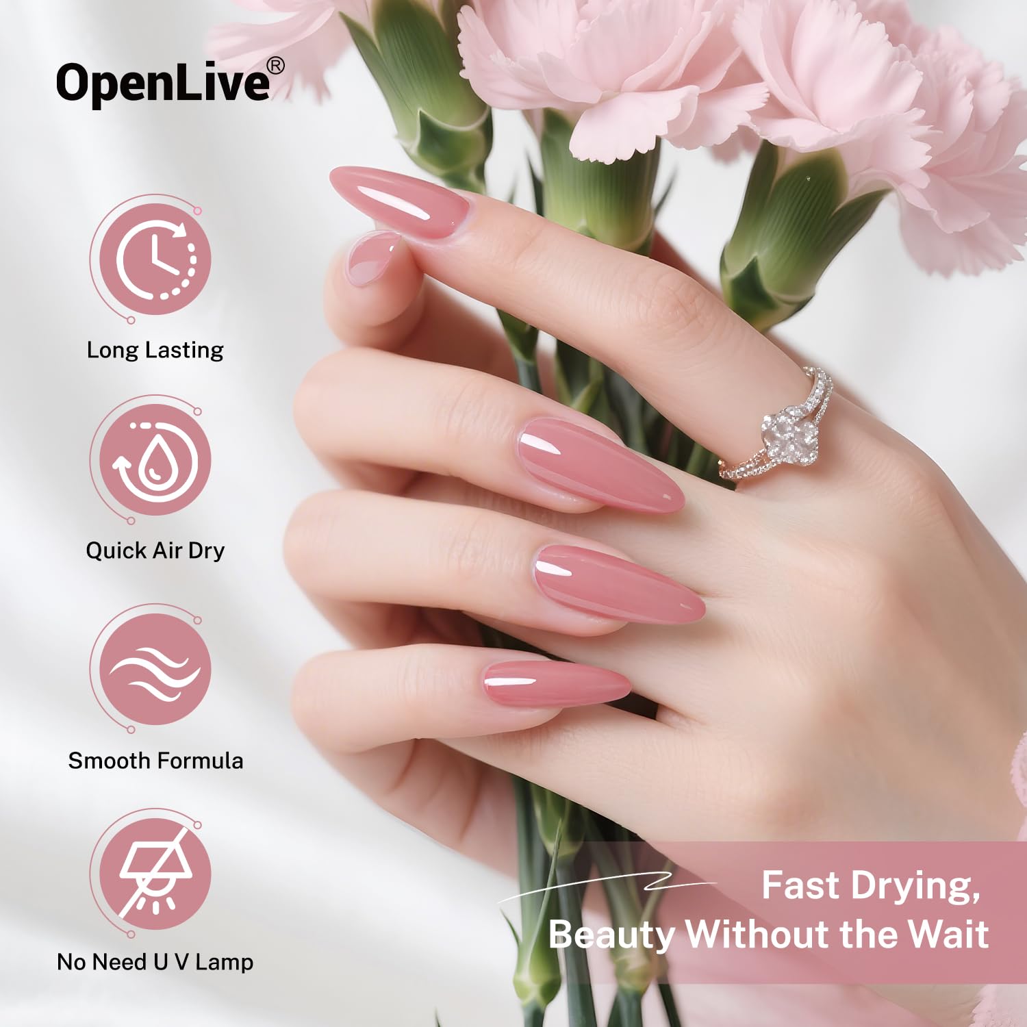 OpenLive Esmalte Uñas Dusty Rose ideal para uso en casa.