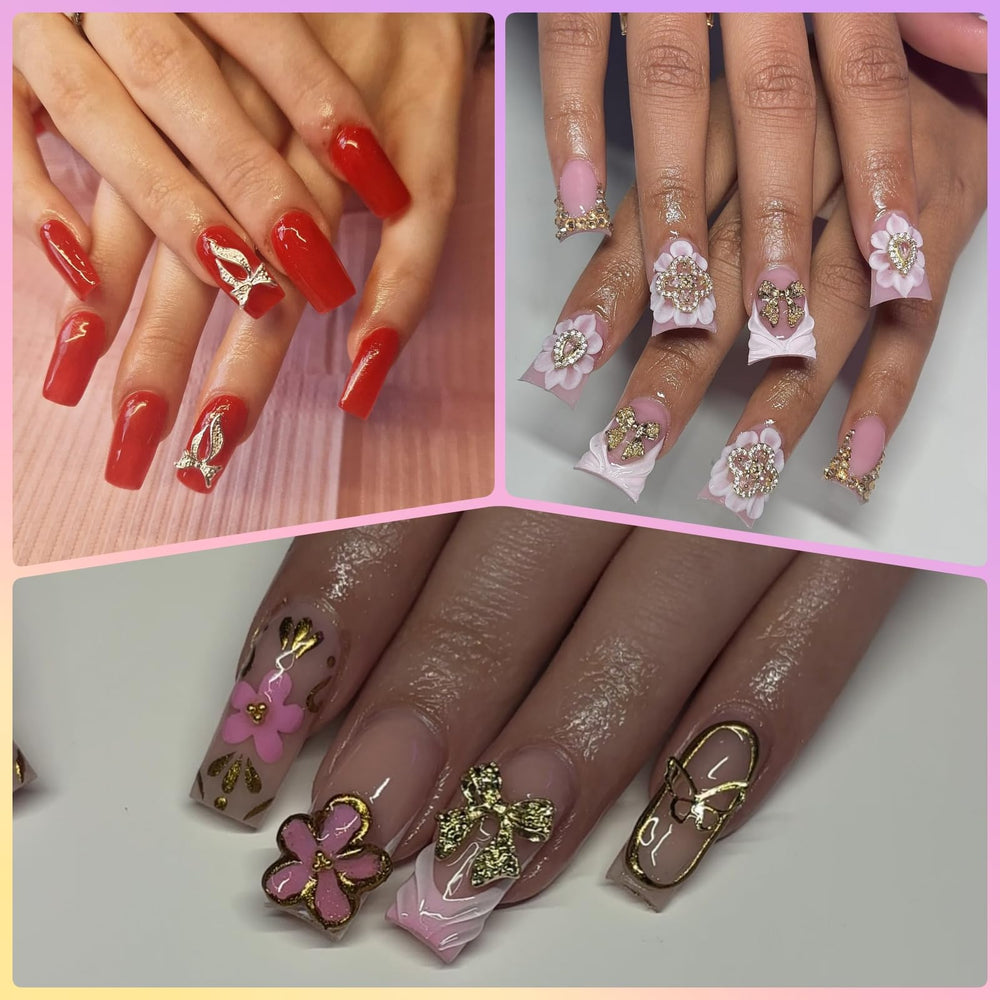 OPMADM adorno dorado para uñas flores: estilos versátiles y glamorosos