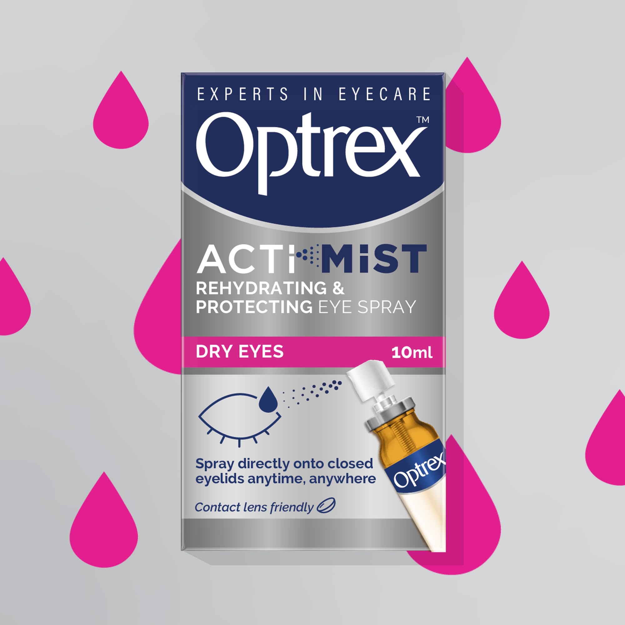 Optrex ActiMist versión portátil de 10 ml para uso diario.