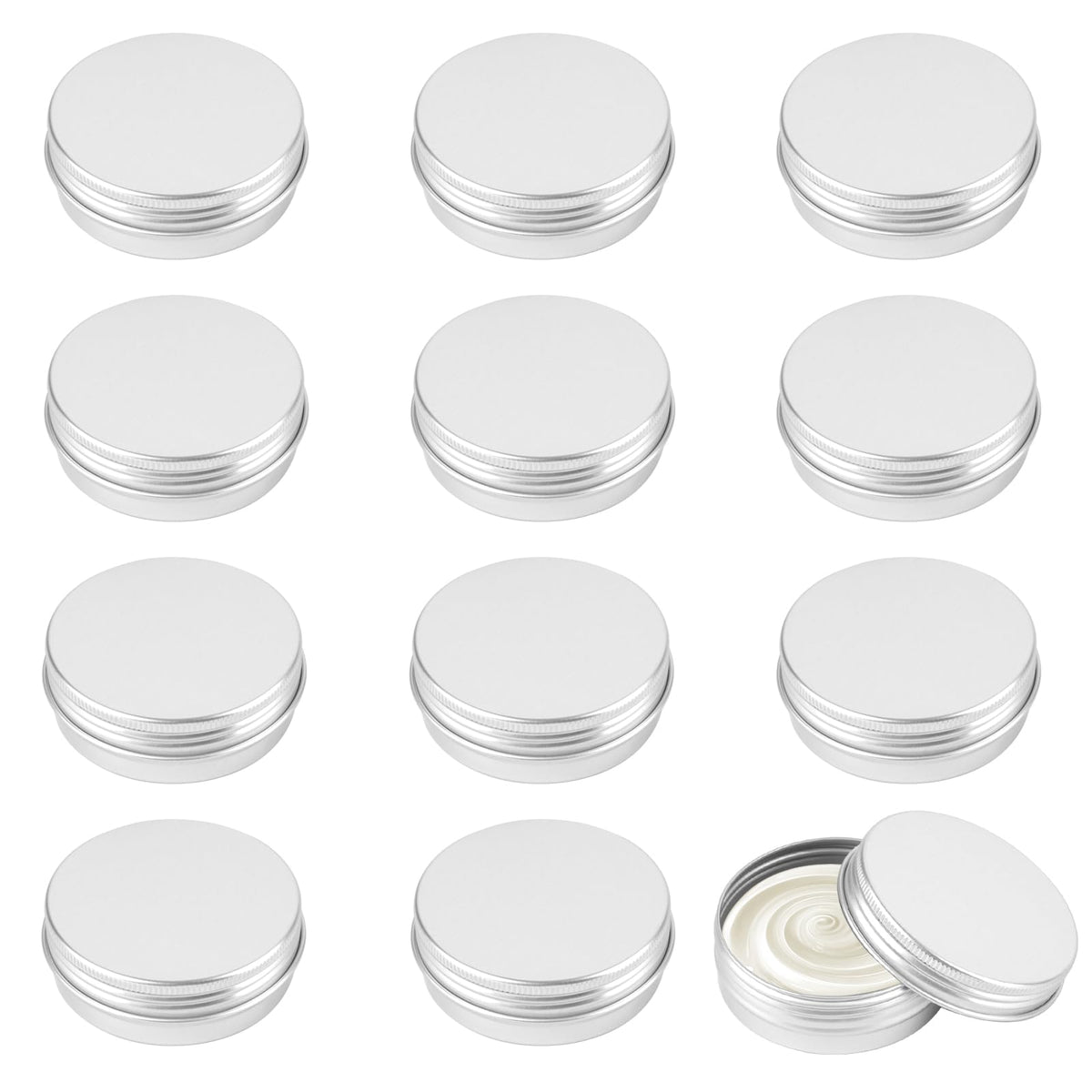 Tarro de aluminio Opvixi Tins 12 piezas con tapa roscada para viaje seguro