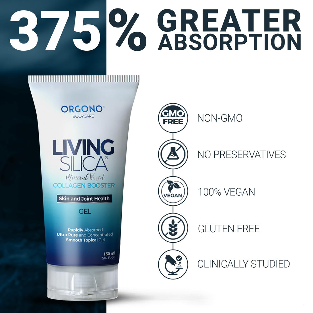 Orgono Living Silica uso diario para cuidado de piel y articulaciones.