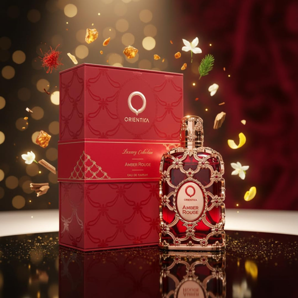 Orientica Amber Rouge, frasco 80 ml: regalo sofisticado para amantes de fragancias.