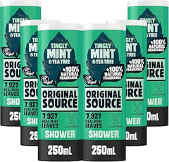 Original Source gel de ducha árbol de té y menta, botella inclinada, aroma vigorizante para la ducha