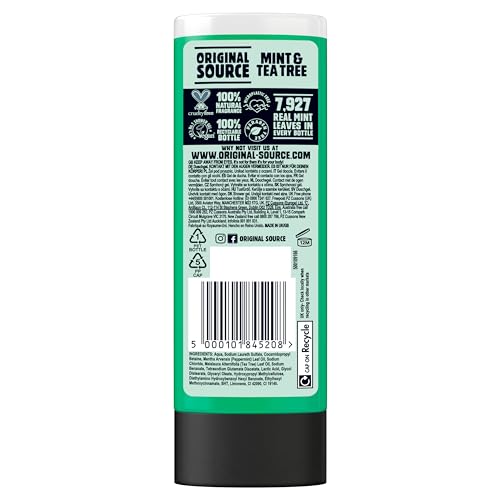 ORIGINAL SOURCE gel mentolado en primer plano para una ducha vigorizante.