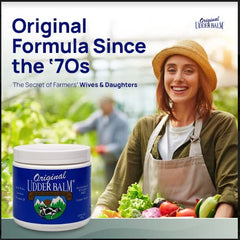 Original Udder Balm, enfoque en pies secos, combate la sequedad y suaviza la piel