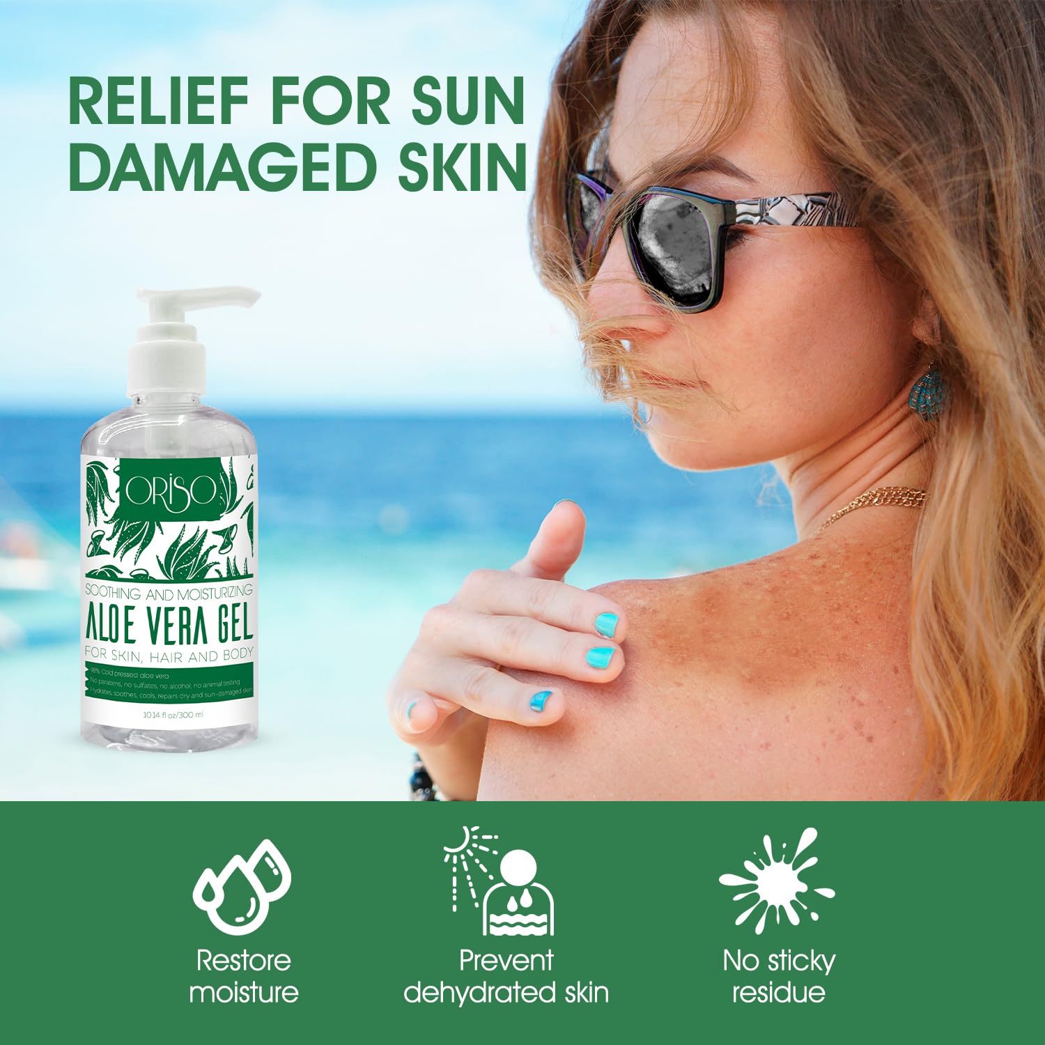 ORISO Aloe Vera Gel uso en cabello para hidratar el cuero cabelludo
