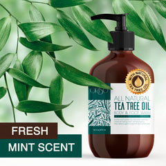 ORISO Tea Tree Oil Body Wash espuma densa para limpieza efectiva.