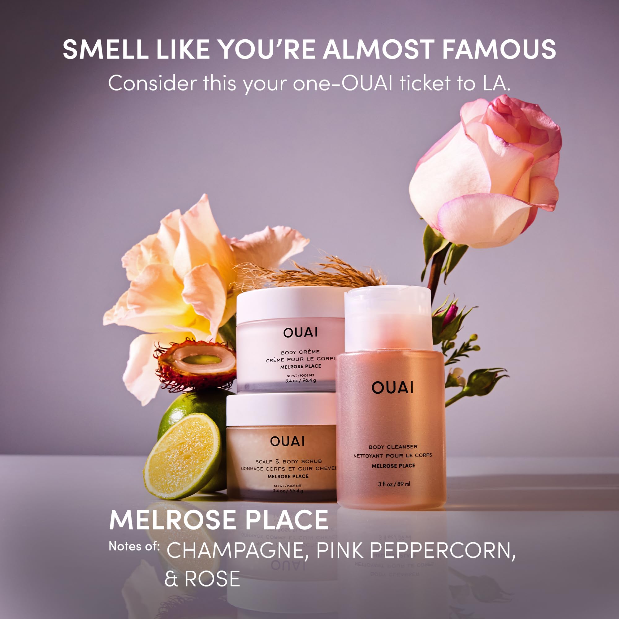 OUAI limpiador corporal espuma: textura cremosa para una ducha lujosa.