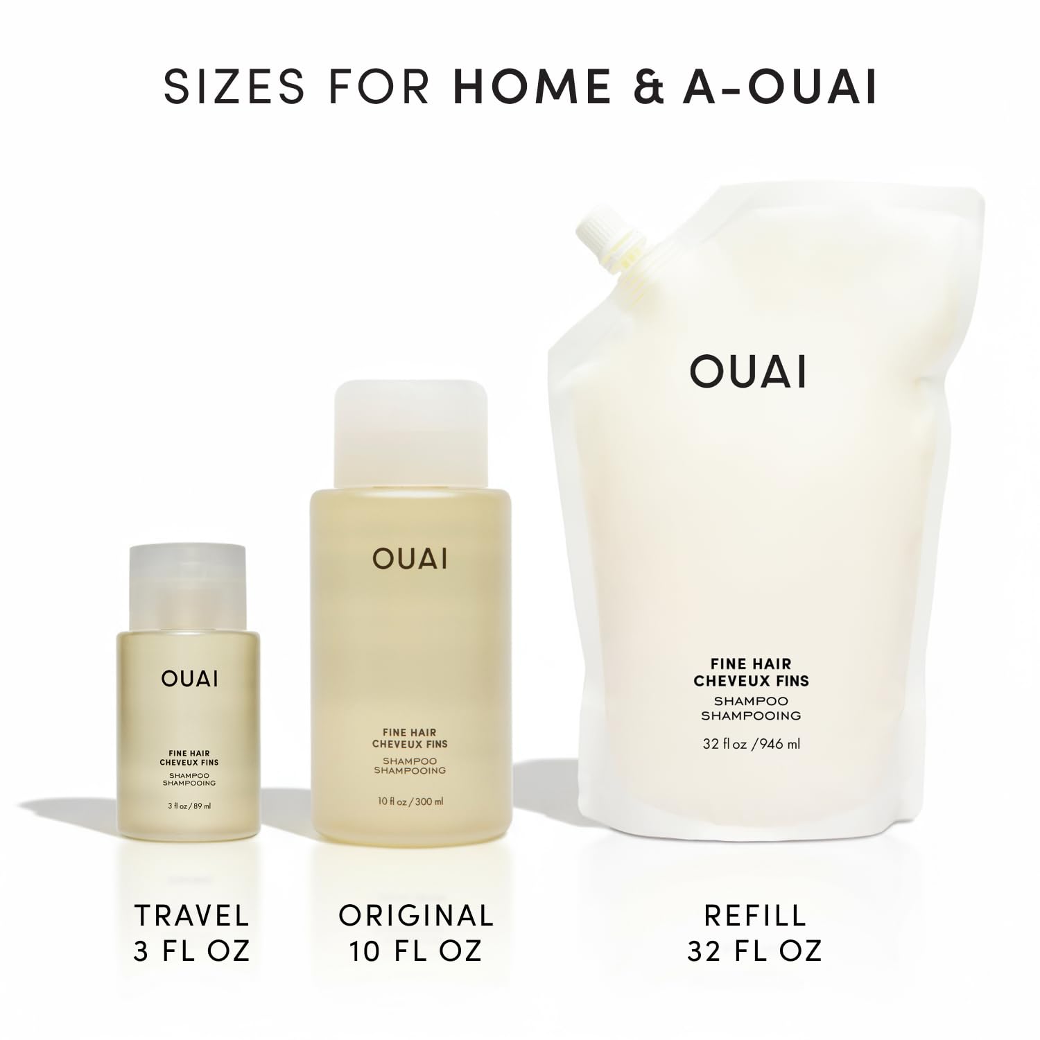 OUAI shampoo fino - relleno sostenible para tu rutina capilar diaria.