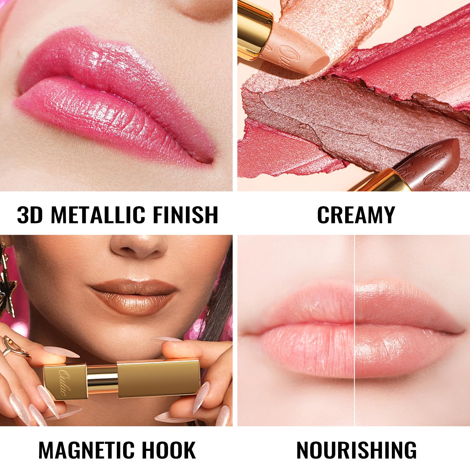 Oulac labial, aplicacion de un solo toque para color uniforme y rapido.