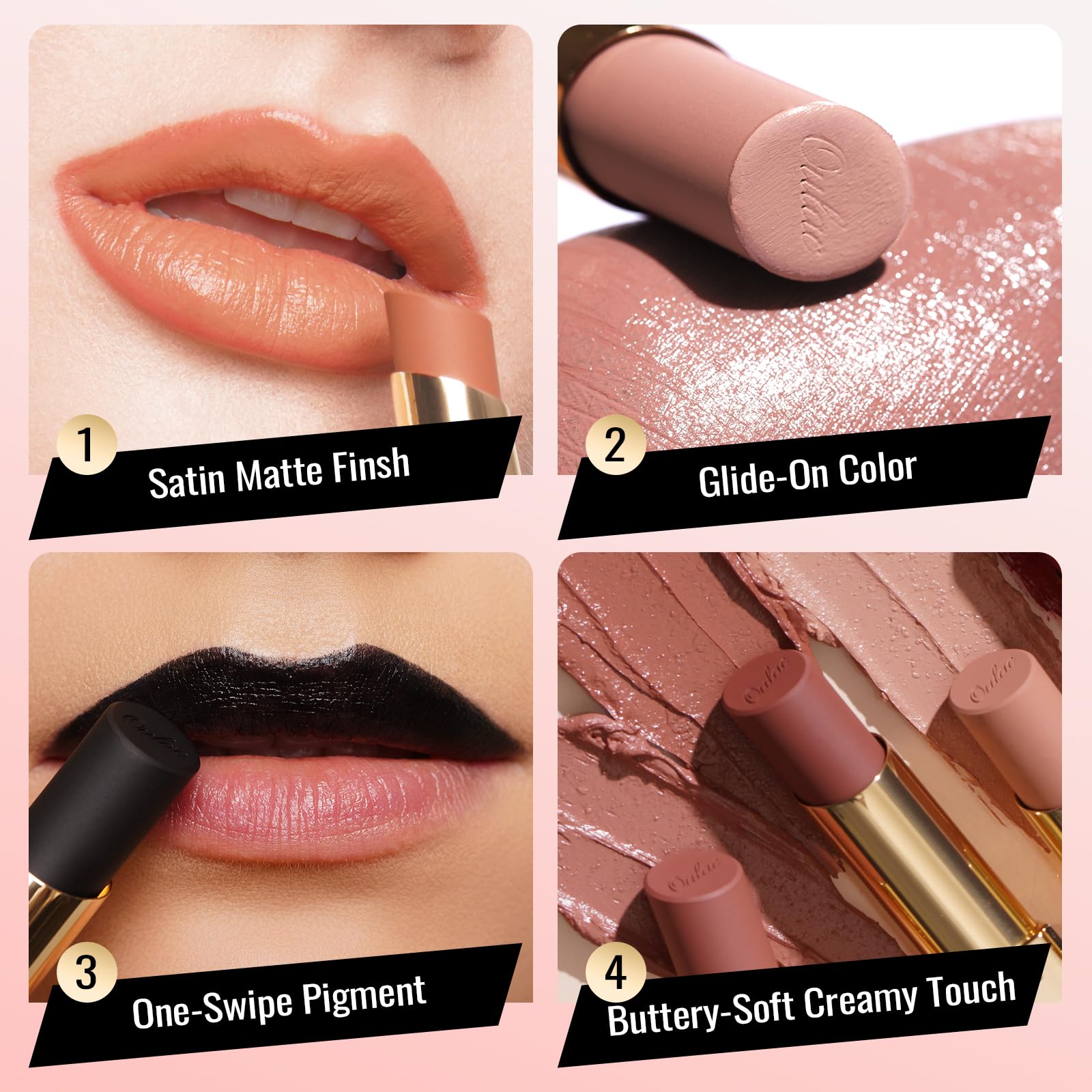 Labial Beige de Oulac con vitamina E para hidratación duradera