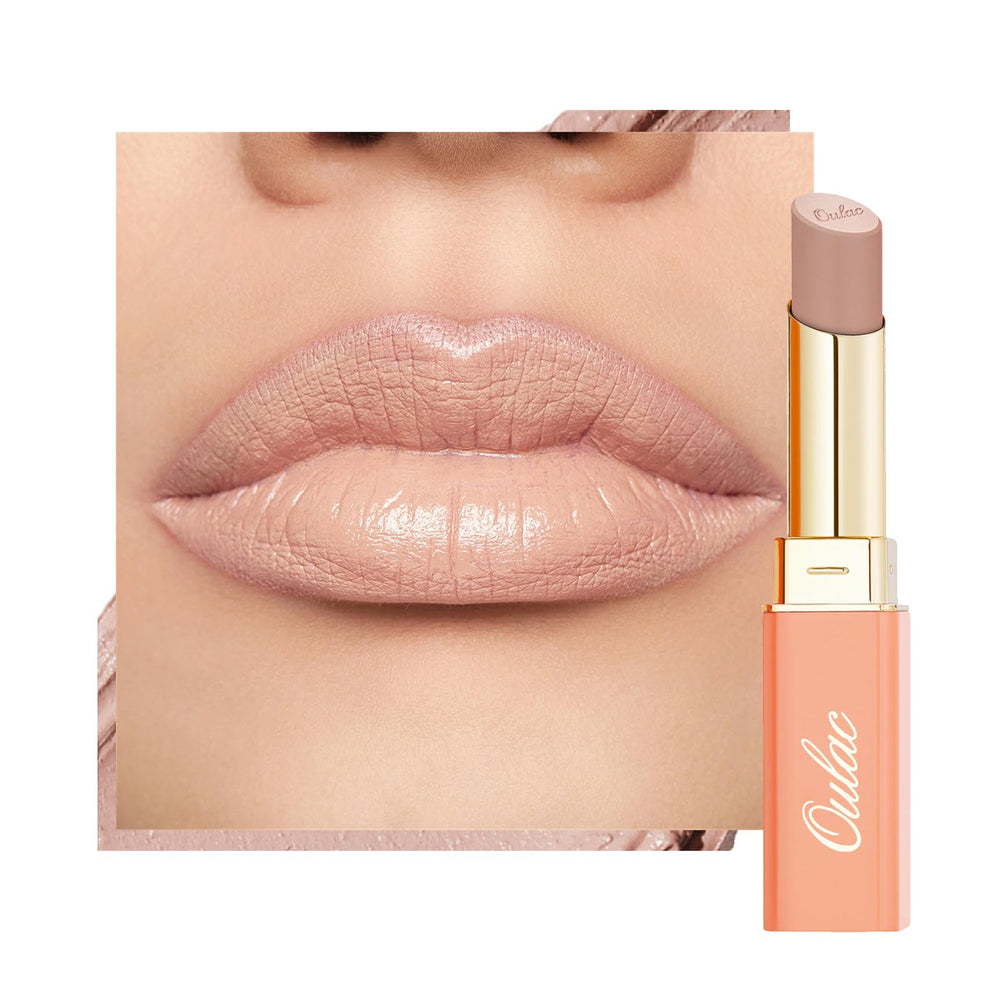 Labial Beige de Oulac con acabado satinando suave para look natural