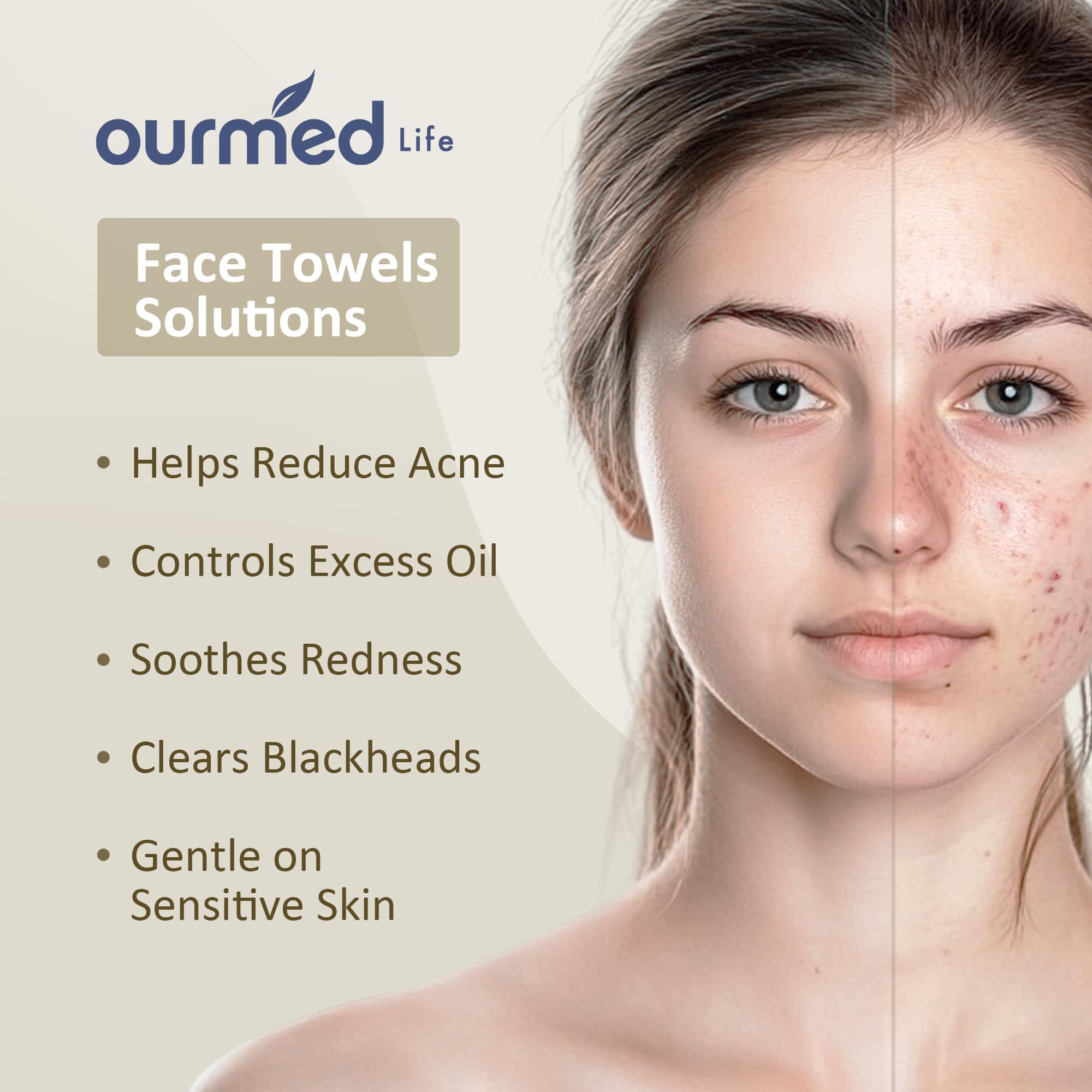 toallas faciales desmaquillante de ourmed life sin residuo de maquillaje, suave y eficaz