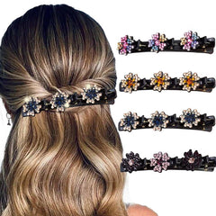 Pinza Outyua con trenza cristal brillante para peinado diario.