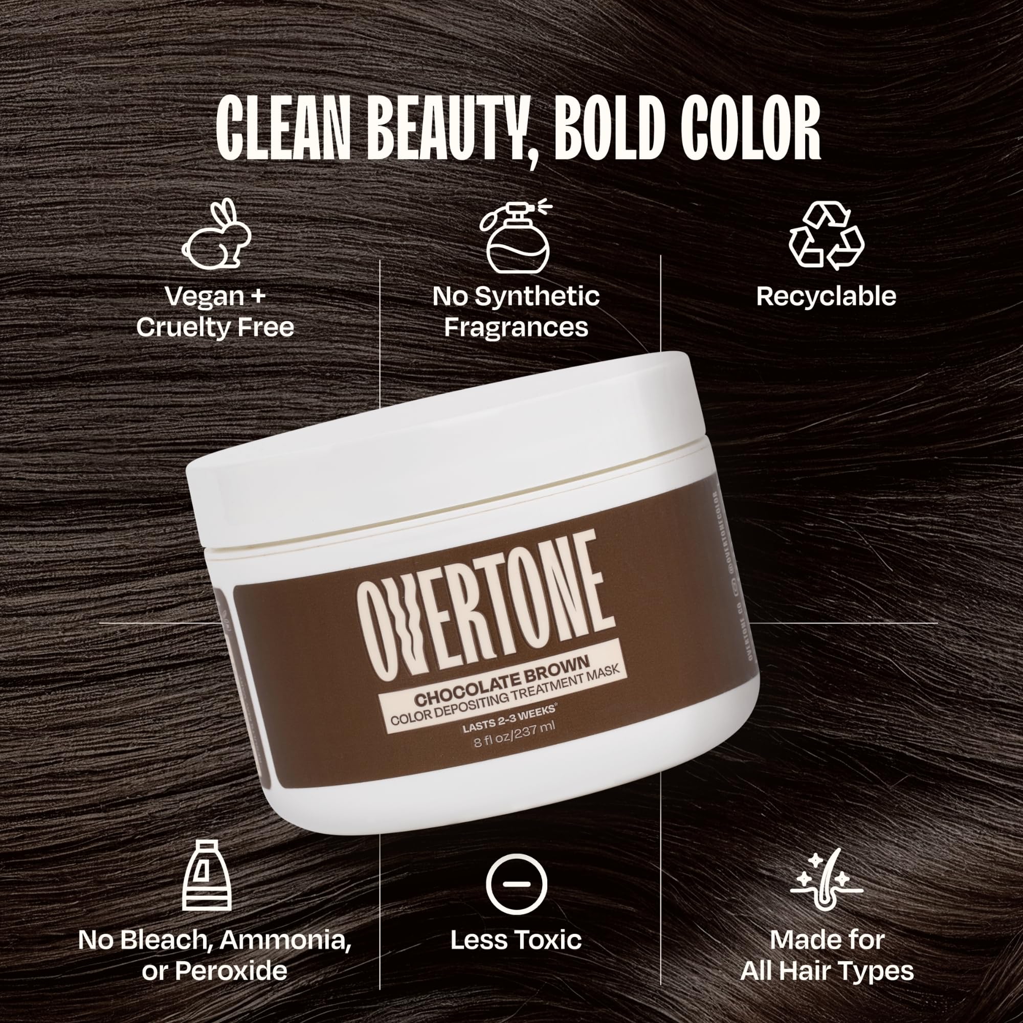 oVertone Chocolate Marrón envase de 8 oz para uso en casa.