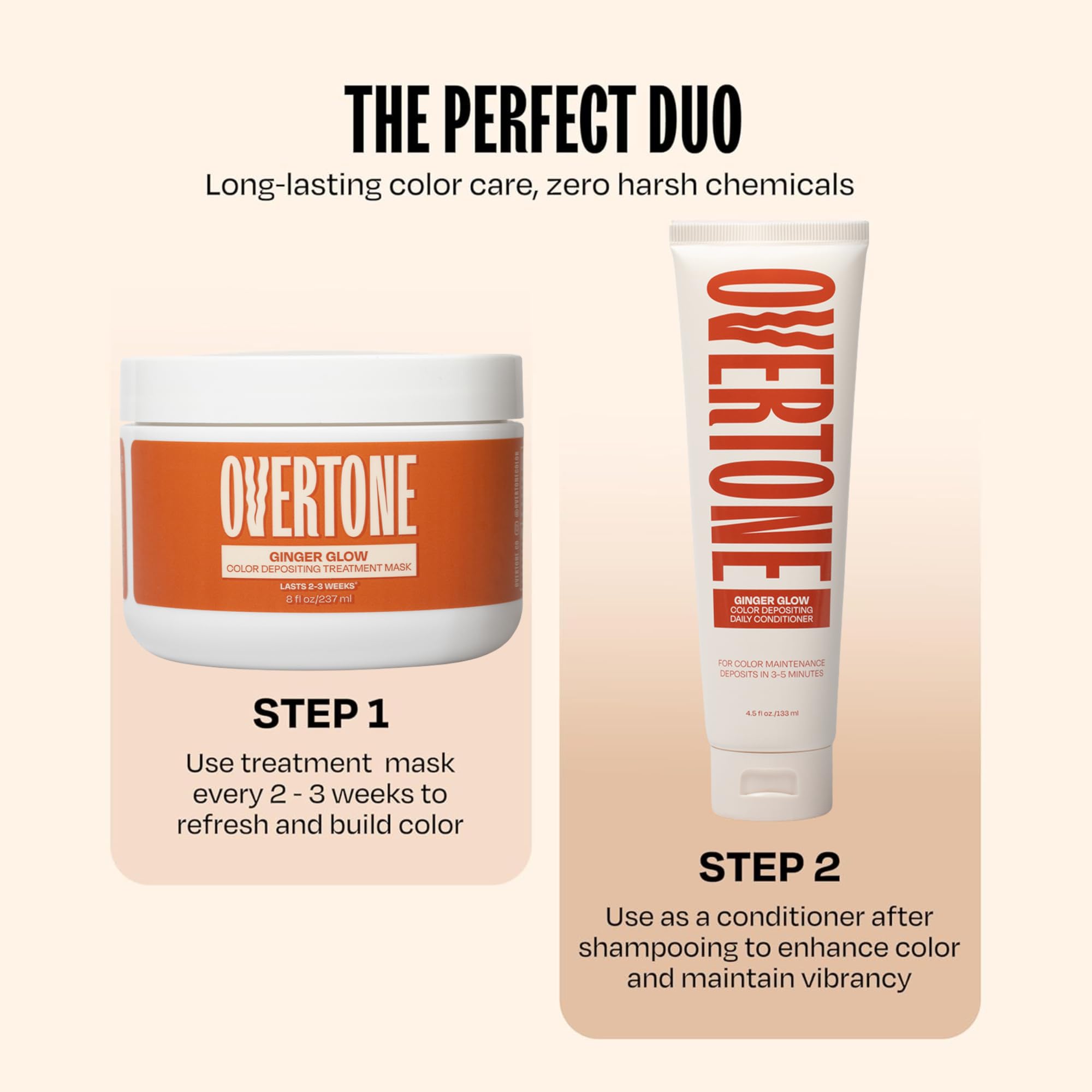 oVertone Ginger Glow – convient à tous types de cheveux, naturelles ou colorés.