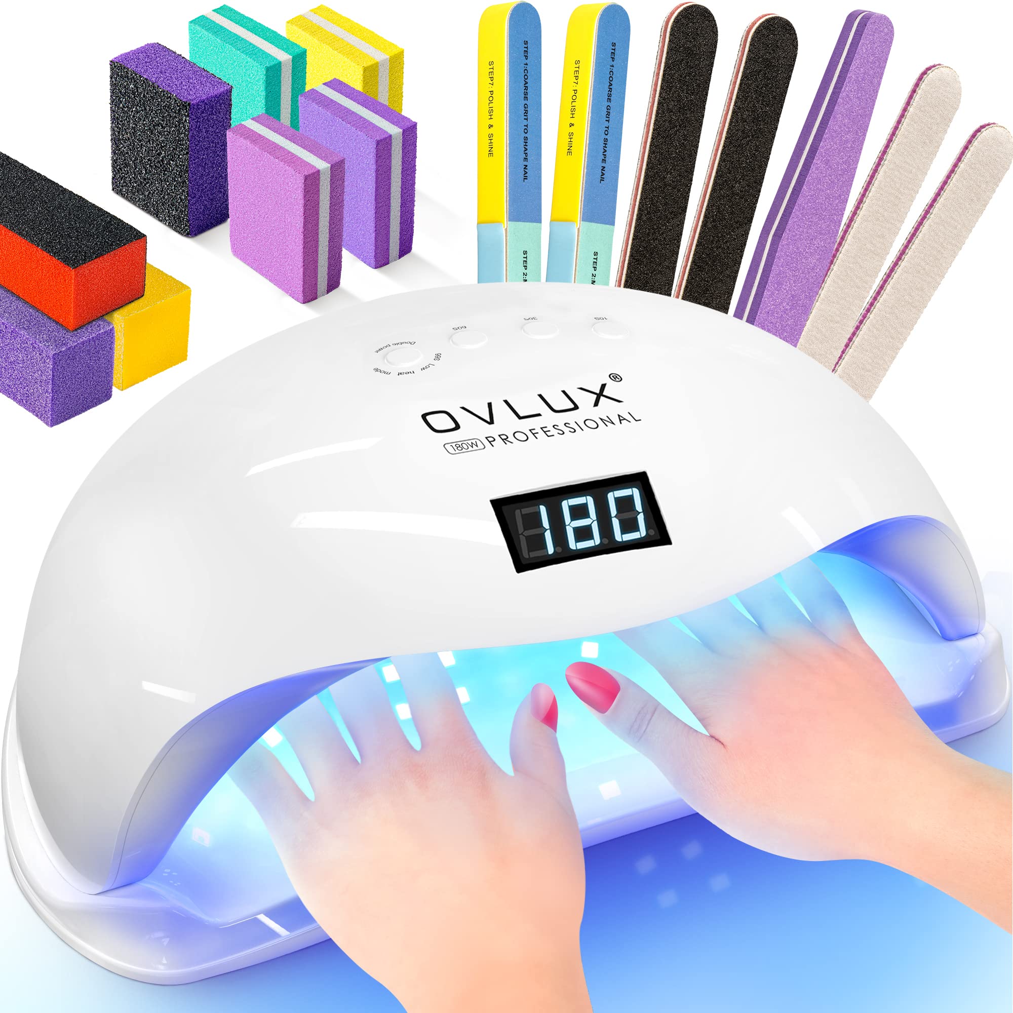 OVLux lámpara UV-LED 180W vista frontal para secado rápido de gel