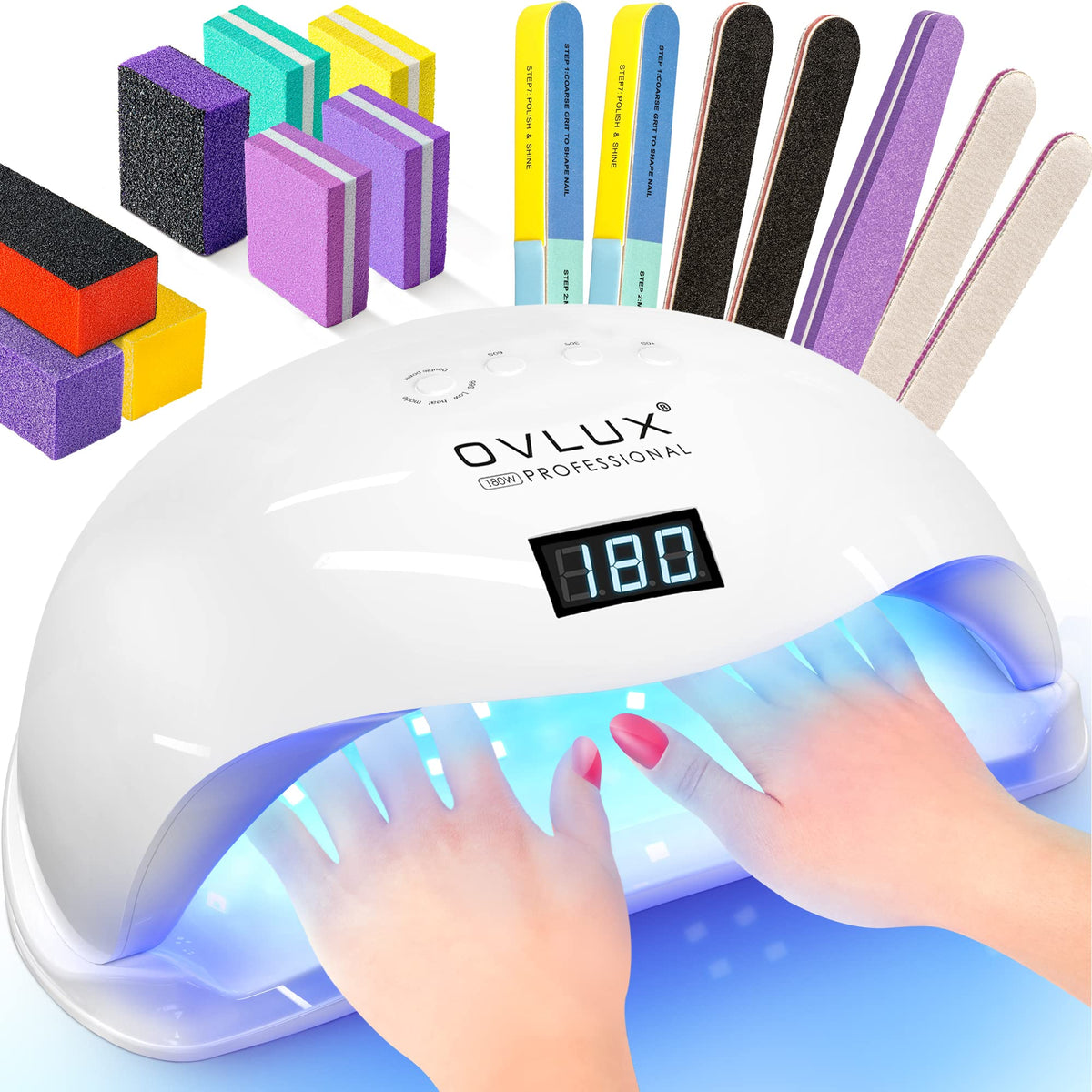 OVLux lámpara UV-LED 180W vista frontal para secado rápido de gel