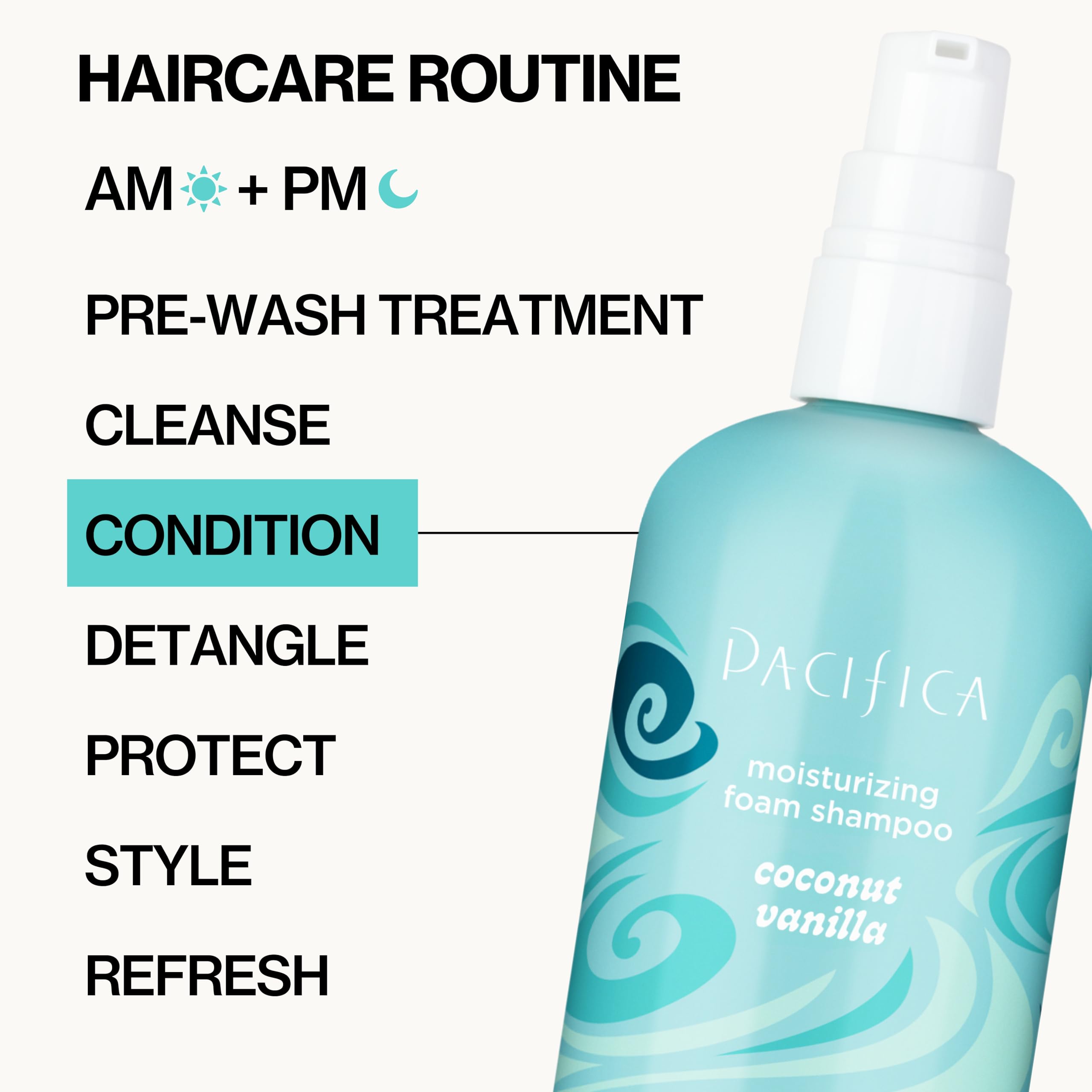 Pacifica coco-vainilla hidratación diaria; cabello suave y brillante