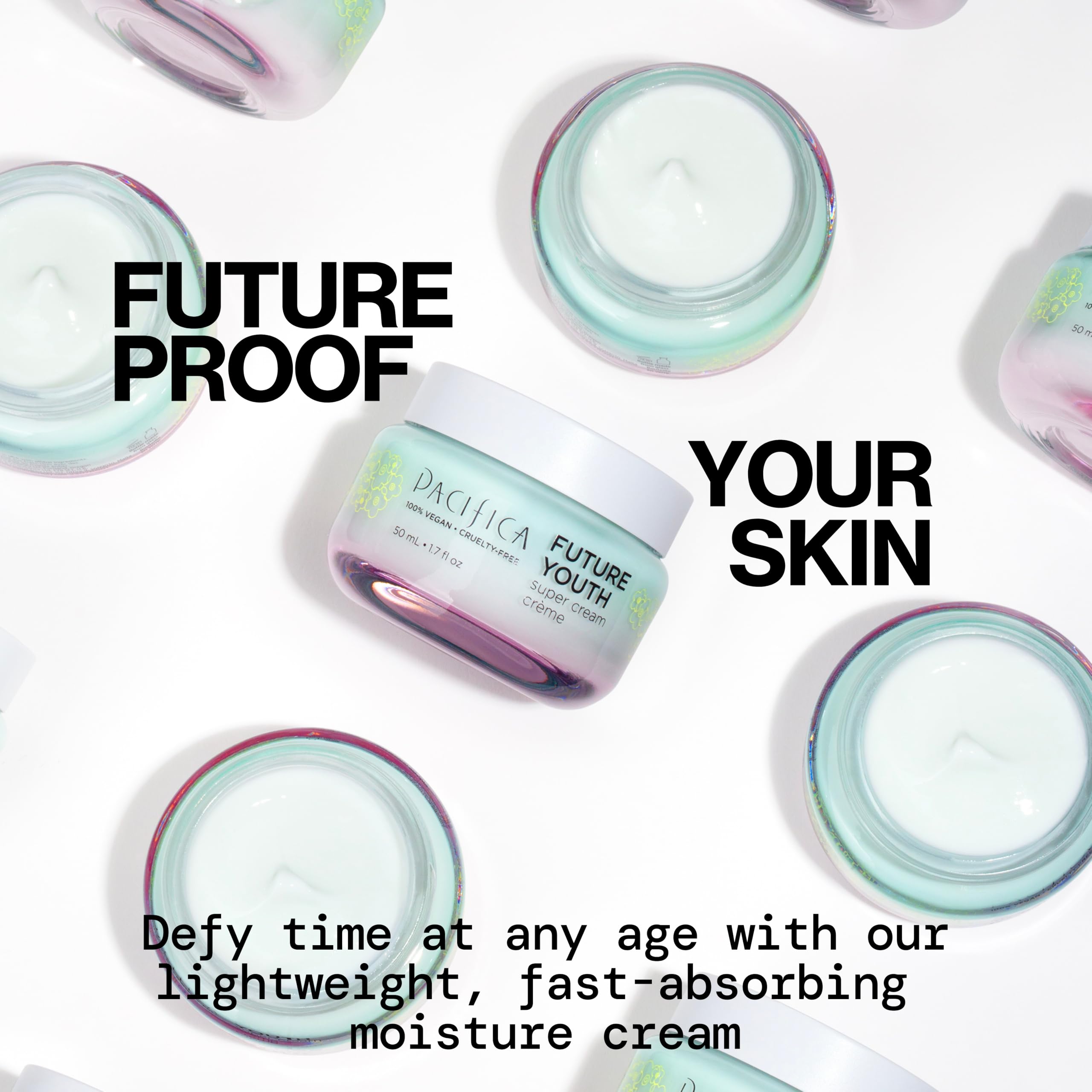 Pacifica Future Youth Super Cream morning routine image highlights lightweight hydration