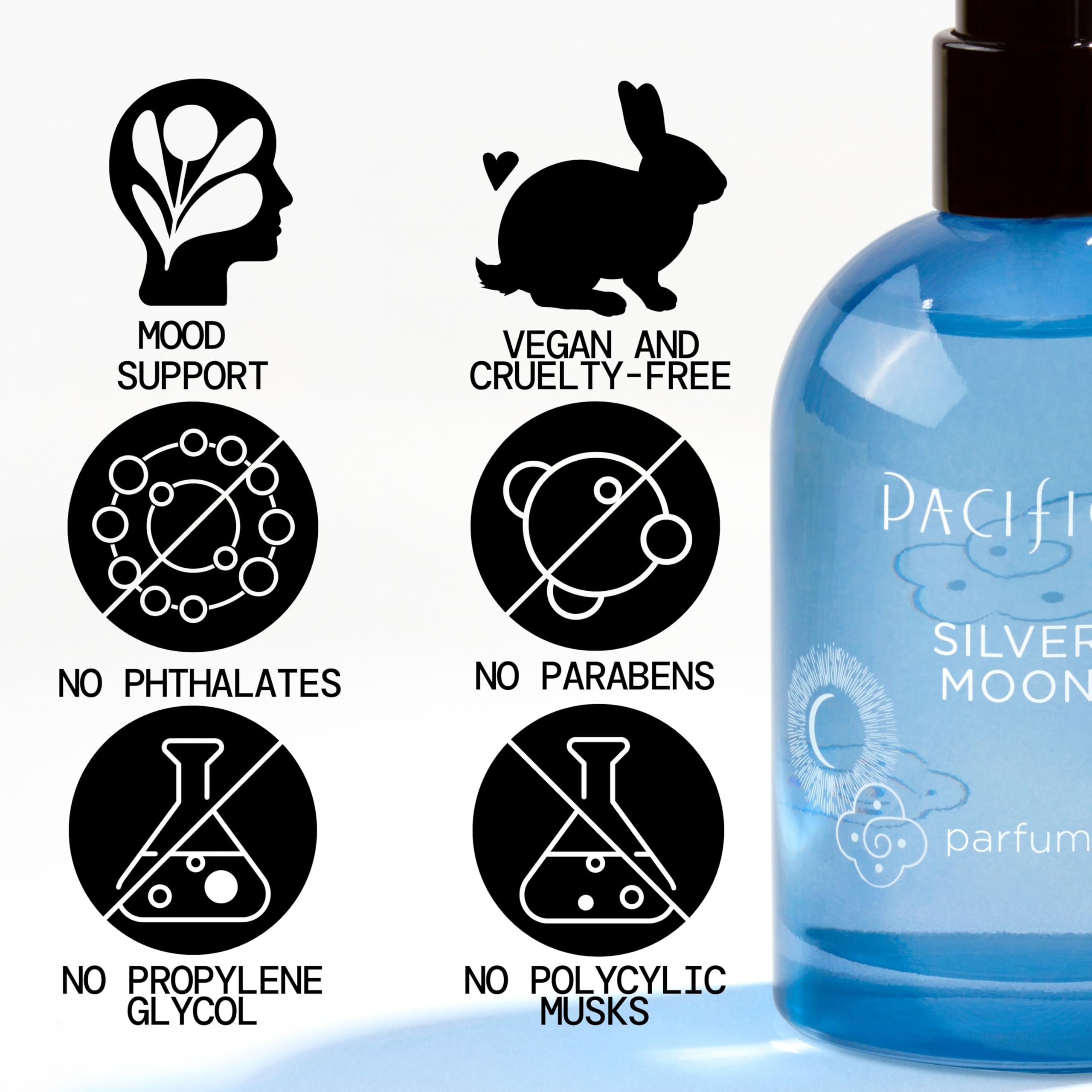 Pacifica Silver Moon almond note close-up emphasizes warm, comforting aroma.