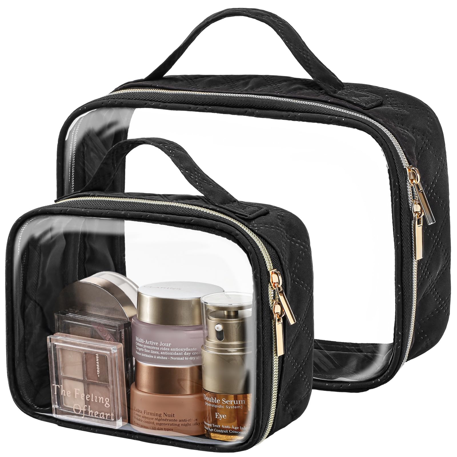 PACKISM bolsa de maquillaje transparente grande facilita ver y sacar productos de viaje