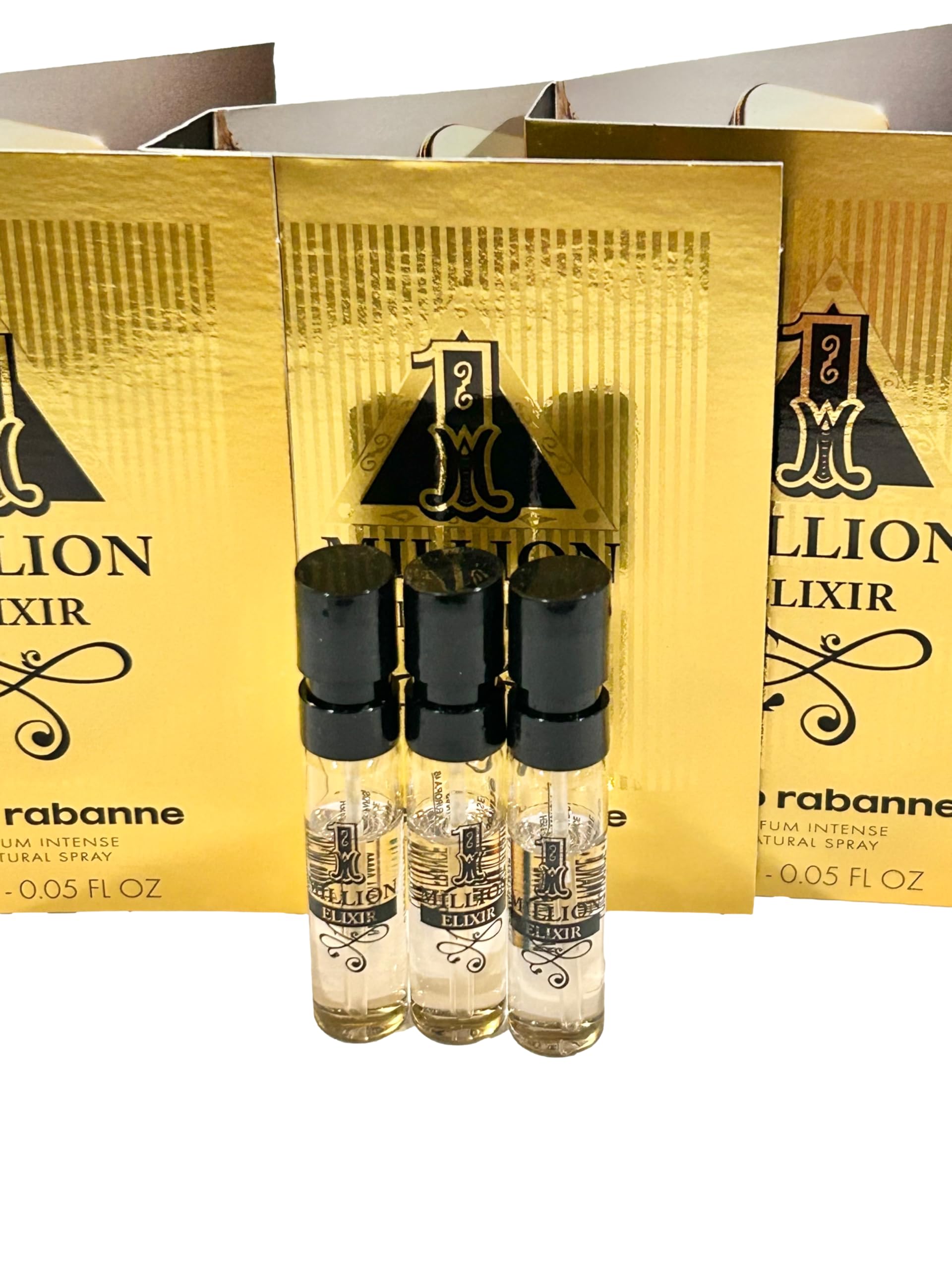 Conjunto de 3 viales de 1.5 ml de Paco Rabanne 1 Million Elixir Intense para pruebas.