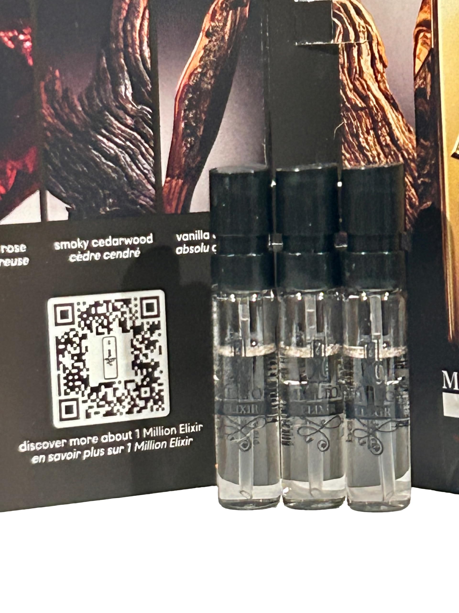 Presentación elegante de Paco Rabanne 1 Million Elixir Intense y su empaque.