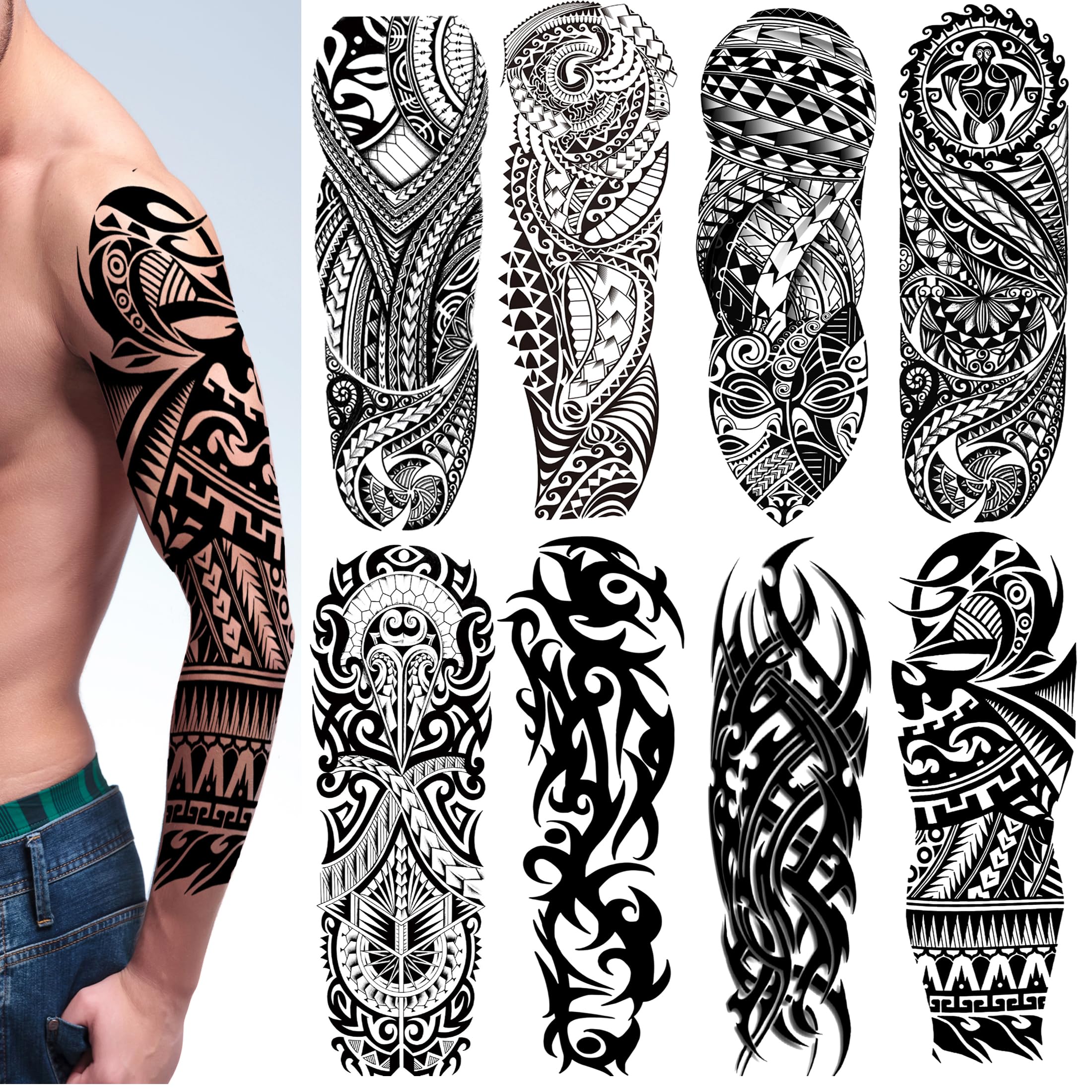 PADOUN manga tatuaje tribal fácil de aplicar y quitar, sin complicaciones