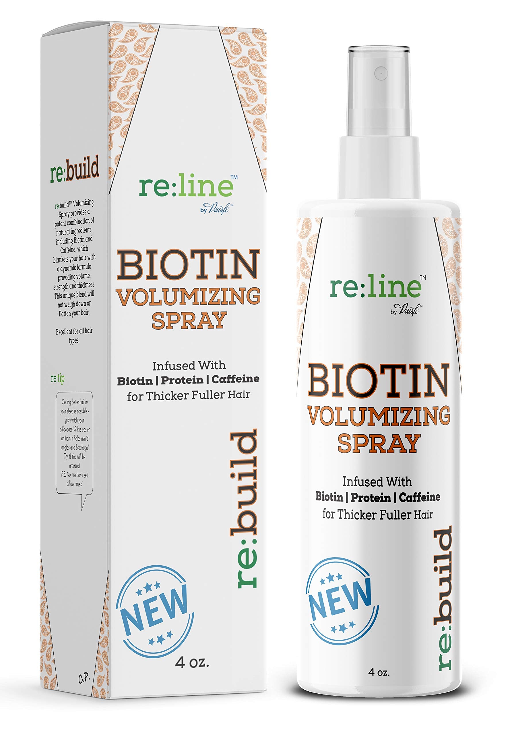 Paisle Botanics Biotin Volumizing Spray: botella visible con volumen inmediato.