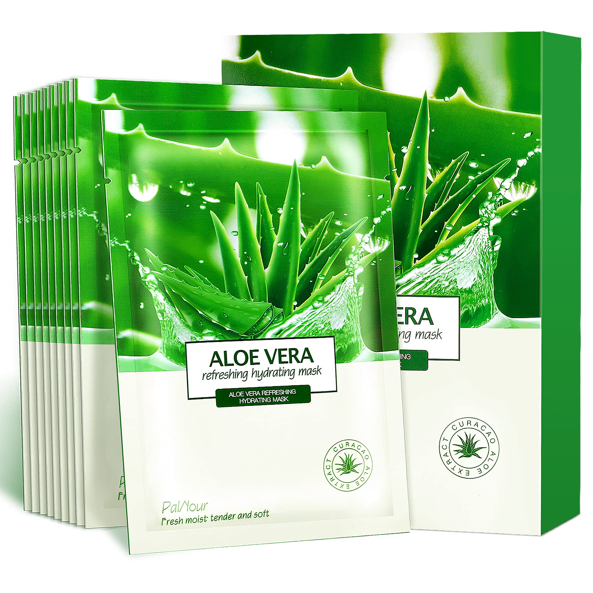 PalNour Aloe: hoja facial hidratante pack10 para piel suave y fresca.