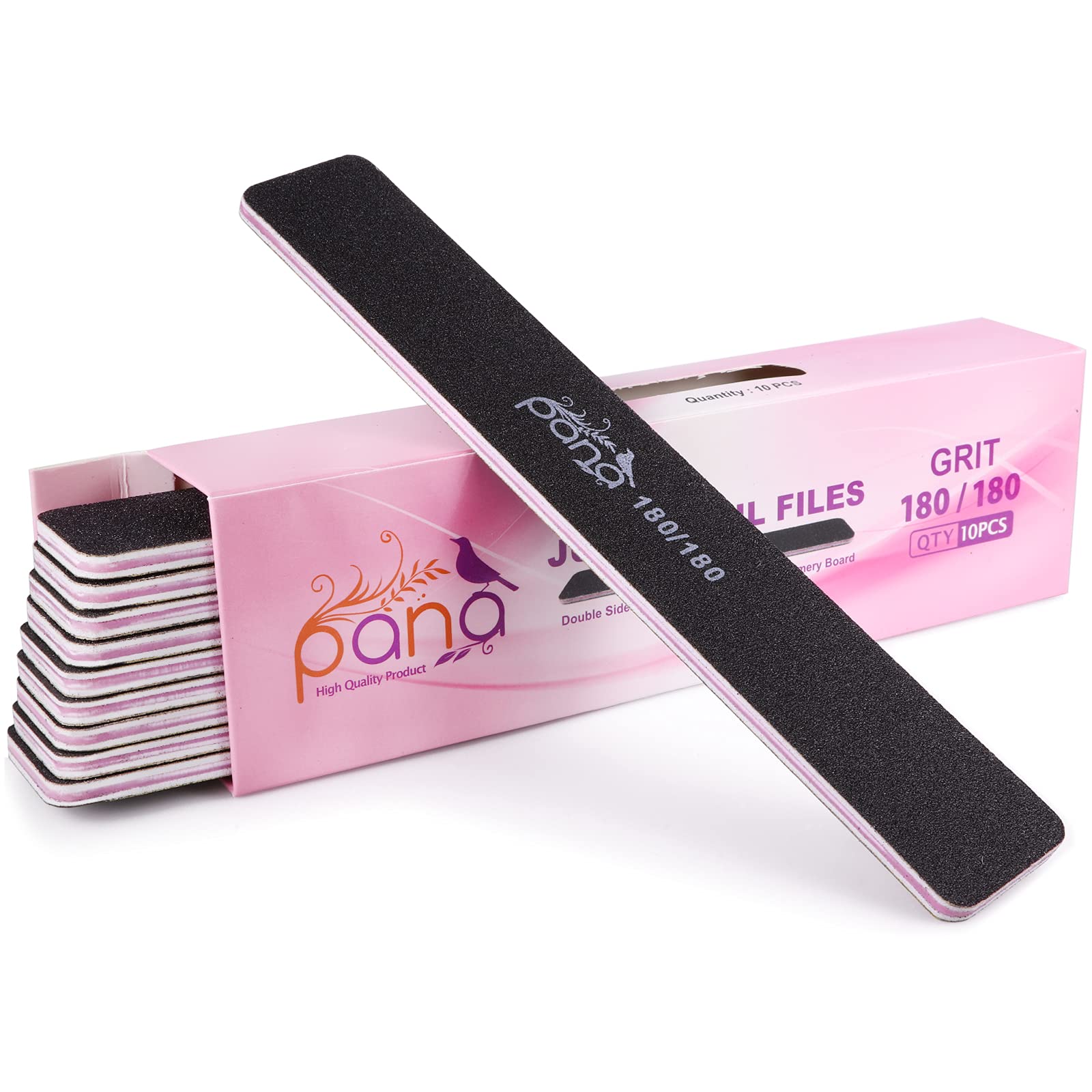 PANA lima doble cara jumbo negra, vista frontal, precisión para dar forma a las uñas.