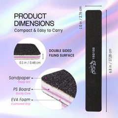 PANA lima doble cara jumbo negra, perfil superior, ideal para acortar uñas.