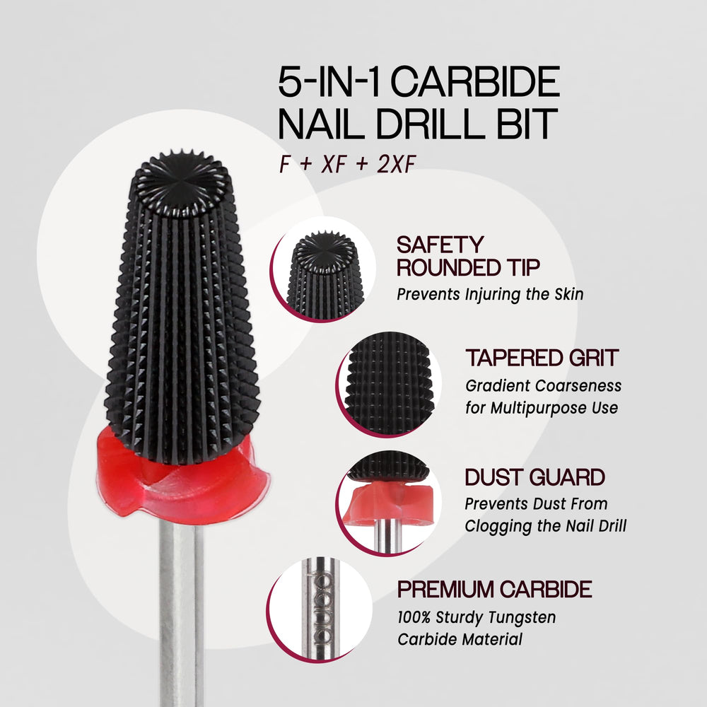 PANA Nail Carbide 5en1 bit vástago 3/32 pulg, compatible con la mayoría de taladros