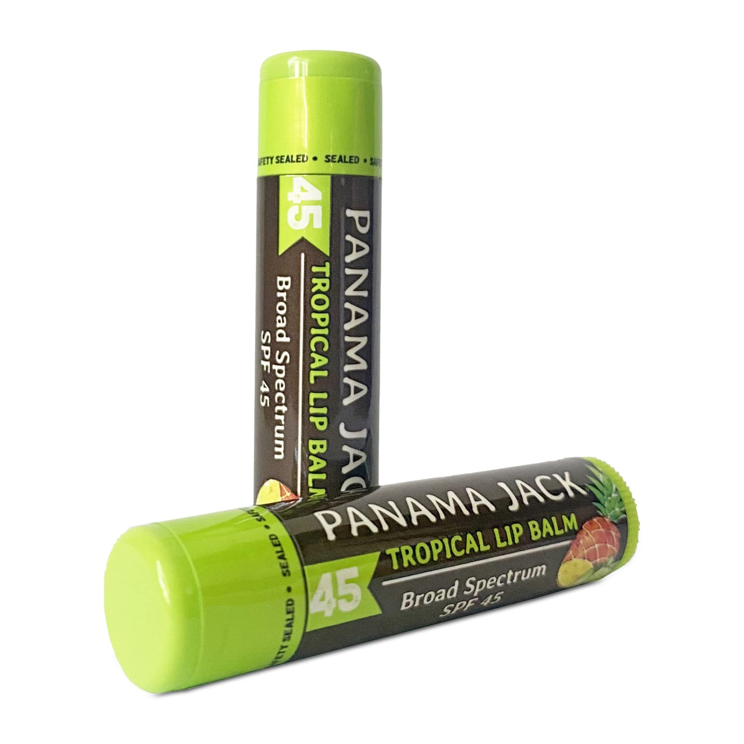 Panama Jack SPF 45 lip balm spf45-badge signals protection in any bag.