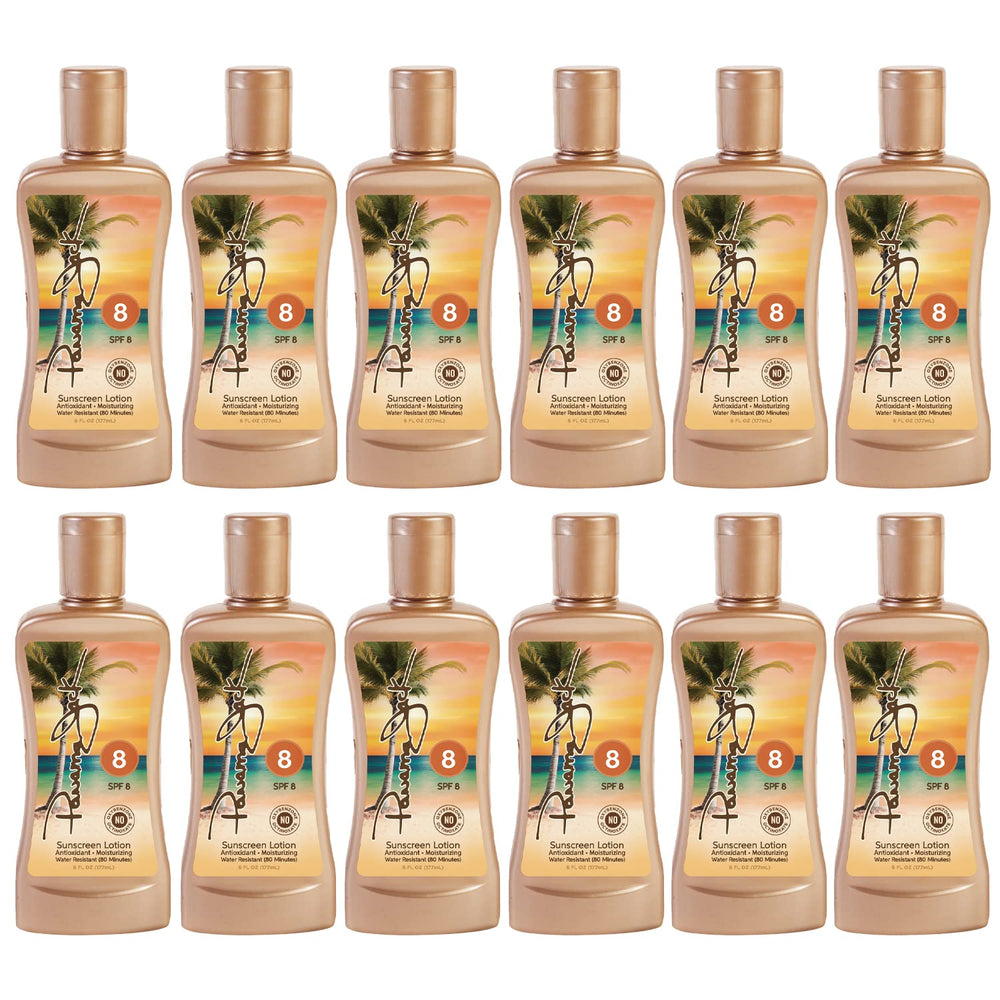 Panama Jack Sunscreen Tanning Lotion SPF 8 packaging design with refreshed look
